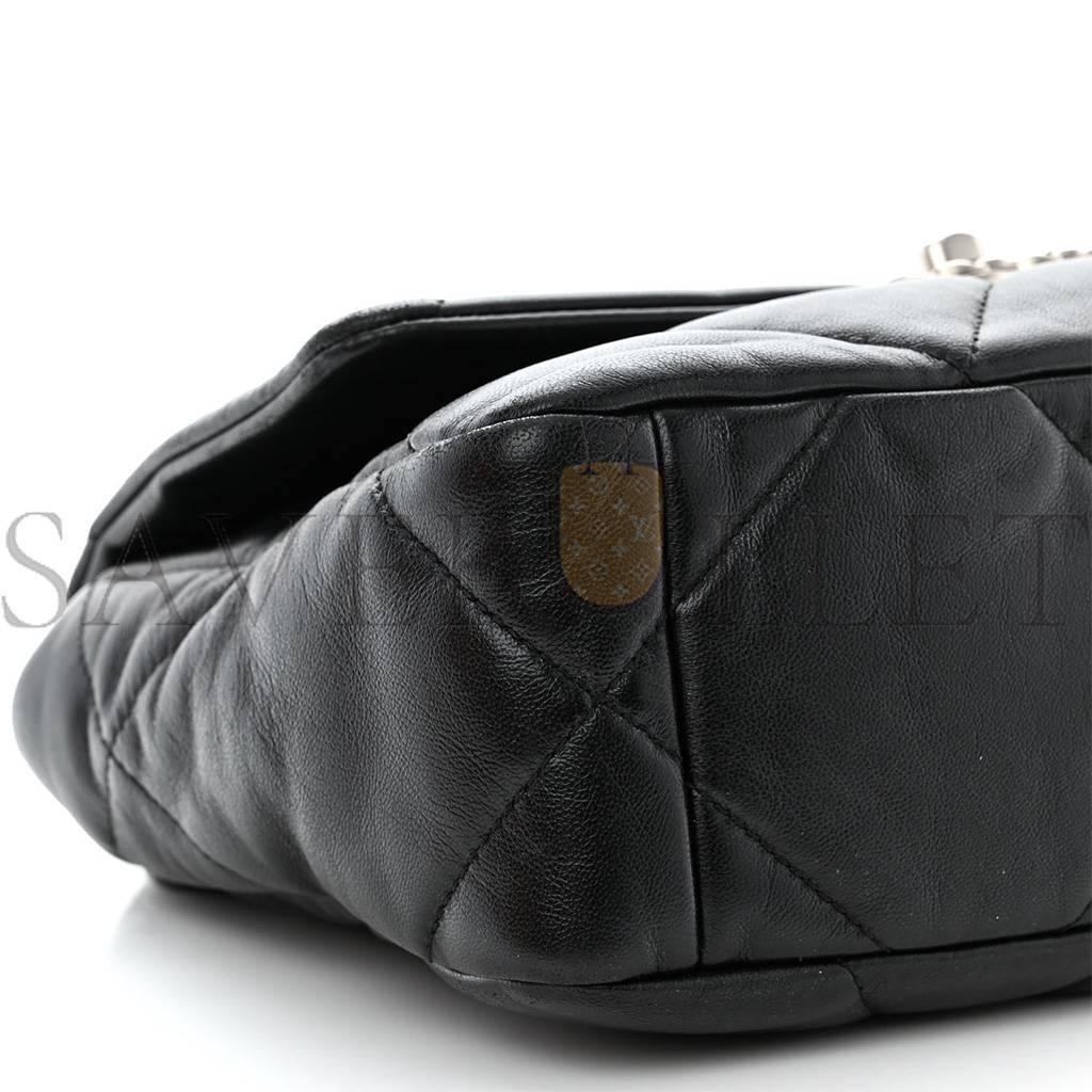 Ch*el master lambskin quilted medium Ch*el 19 flap black as1160 (26*16*9cm)